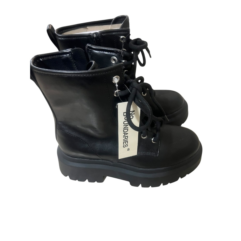 No Boundaries Womens Black Combat Boots Size 8 Memory Foam Lug Sole Y2K Boots